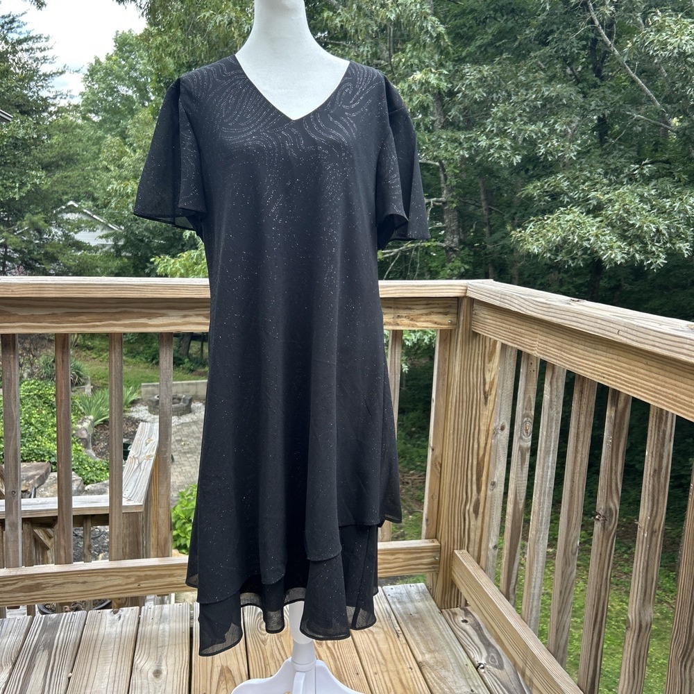 RM Richard Sparkling Dress Women's 18 Plus Black Glitter Mom Cocktail Formal Wed